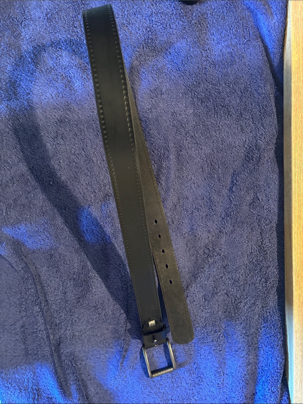 Men's Black Leather Belt with Matte Metal Buckle